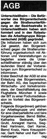 Arbeitsgruppe B&uuml;rgerentscheid gegr&uuml;ndet