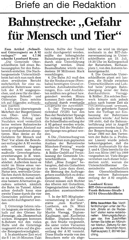 Bild des Leserbriefes