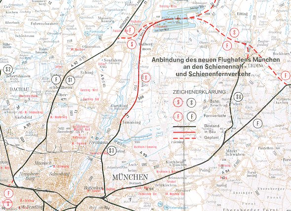 Plan f&uuml;r Anbindung des Fluhafens M&uuml;nchen an den Schienenverkehr